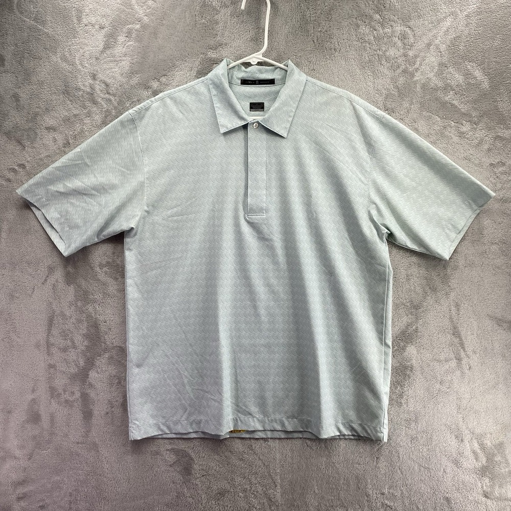 Nike Tiger Woods Dri-Fit Golf Polo Mens L Light Blue Geometric Print Collared